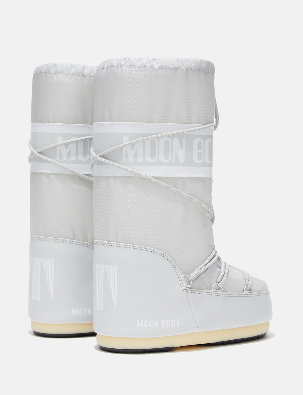 Moon Boot Icon Nylon H003 Glacier Grey, paio visto di tre quarti da dietro